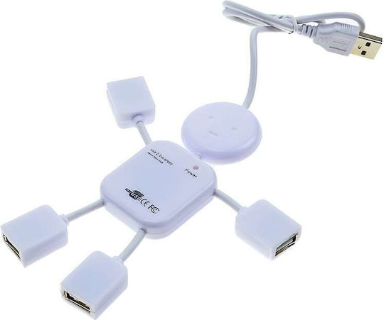 Hub 4 Θυρών USB 2.0 με σύνδεση USB-A Λευκό