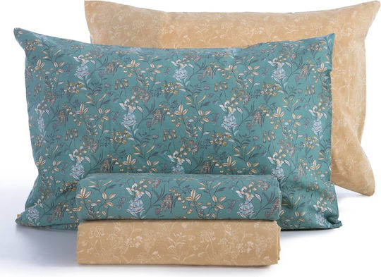 Nef-Nef Homeware Duvet Cover Set Cotton Single with Pillowcase 170x240 Odete Green
