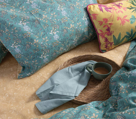 Nef-Nef Homeware Duvet Cover Set Cotton Single with Pillowcase 170x240 Odete Green