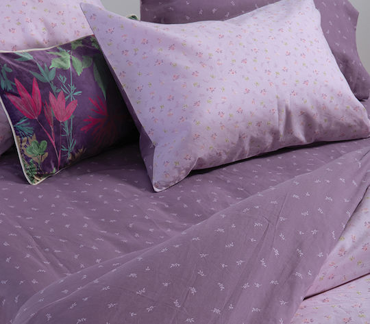 Nef-Nef Homeware Duvet Cover Set Cotton Single with Pillowcase 170x240 Lorelay Lilac