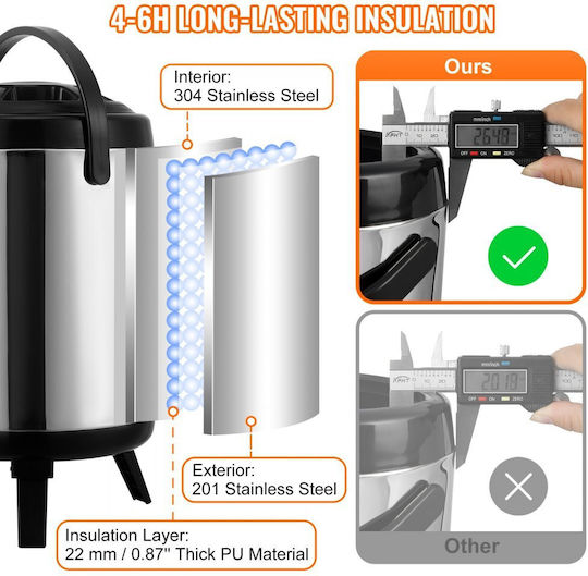 Vevor Dispenser Hot & Cold Beverages 6lt L24 x W24 x H37 cm