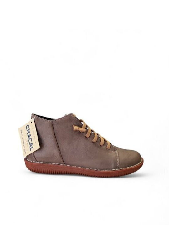 Leather Women's Ankle Boots Beige