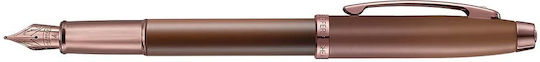 Sheaffer Πένα Γραφής Medium Καφέ από Ατσάλι με Μπλε Μελάνι