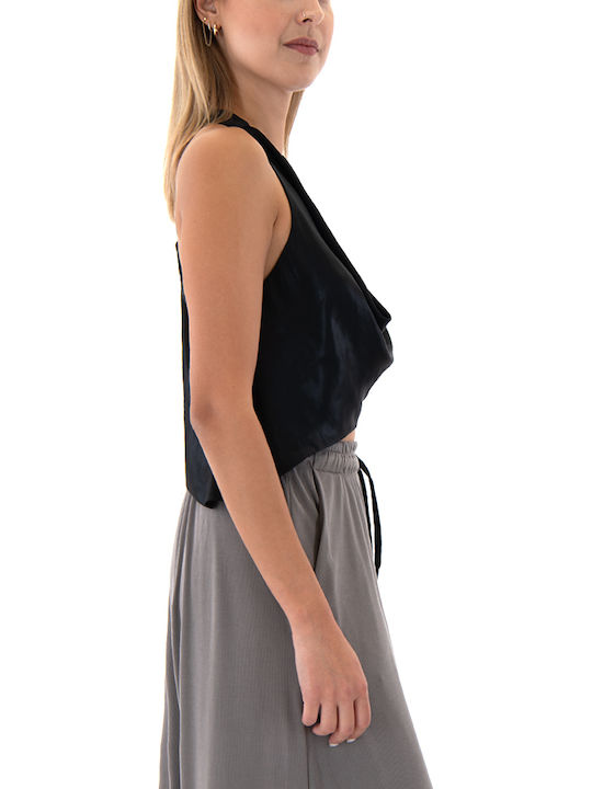 Γυναικείο Crop Top Αμάνικο Μαύρο
