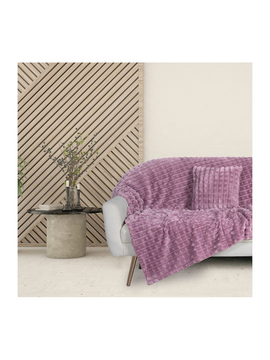 Das Home Задайте Одеяло Флийс Диван 130x170см. Winter 1358 Dusty Purple