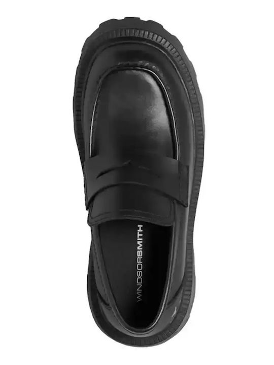 Leder Damen Mokassins in Schwarz Farbe
