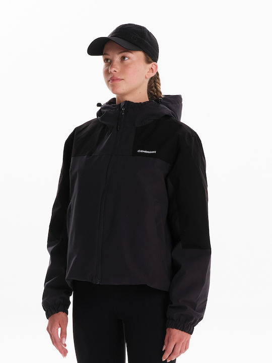 Women's Short Lifestyle Jacket for Winter with Hood Black