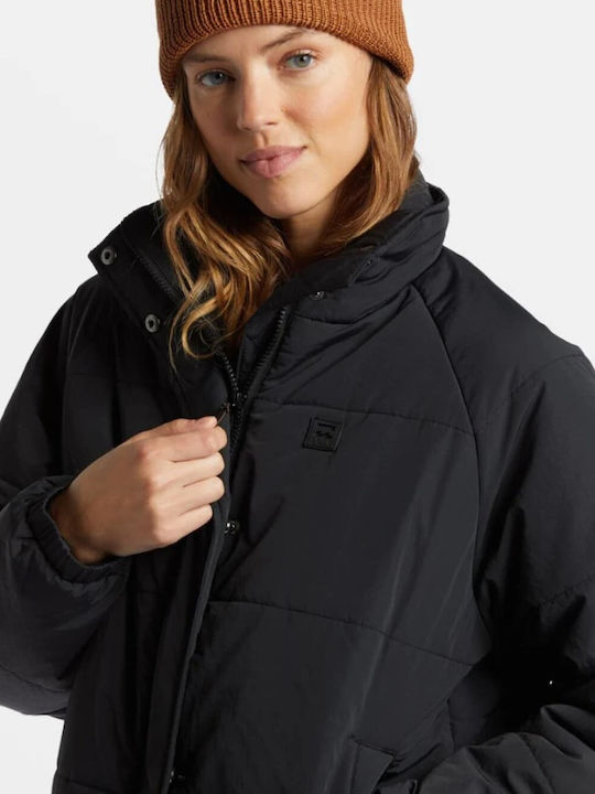 High Route Puffer Women's Long Puffer Jacket Waterproof for Winter Black