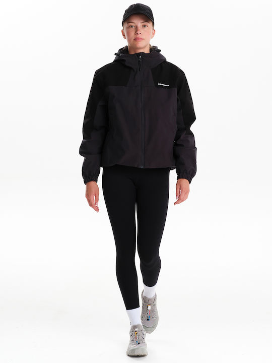 Women's Short Lifestyle Jacket for Winter with Hood Black