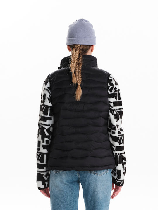 Scurtă Jachetă de femei Fără mâneci Puffer Negru