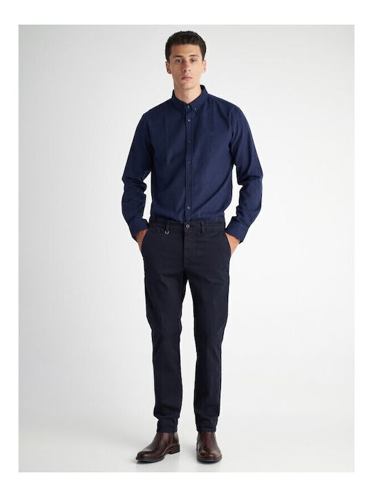 Cesar Langarmhemd in Marineblau mit normaler Passform