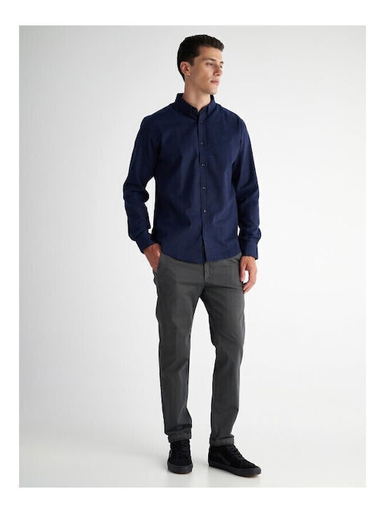 Cesar Langarmhemd in Marineblau mit normaler Passform