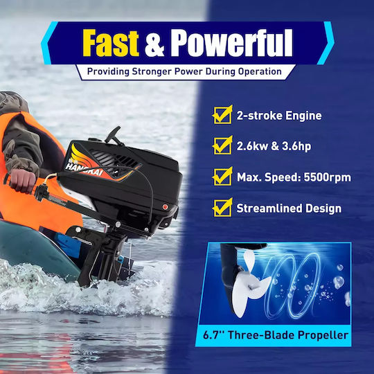 Outboard Motor 3.6hp Engine Lightweight Design Fuel Efficient