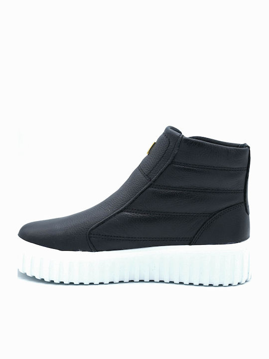 Leather Women's Ankle Boots Platform Black