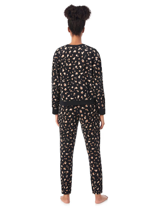 DKNY Set Pijamale pentru Femei Fleece Negru