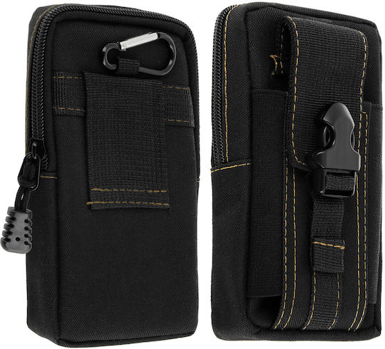 Universelle Smartphone-Gürteltasche + Haken Schwarz