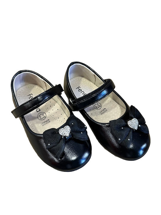 Kids Anatomic Ballerinas with Hoop & Loop Closure Black