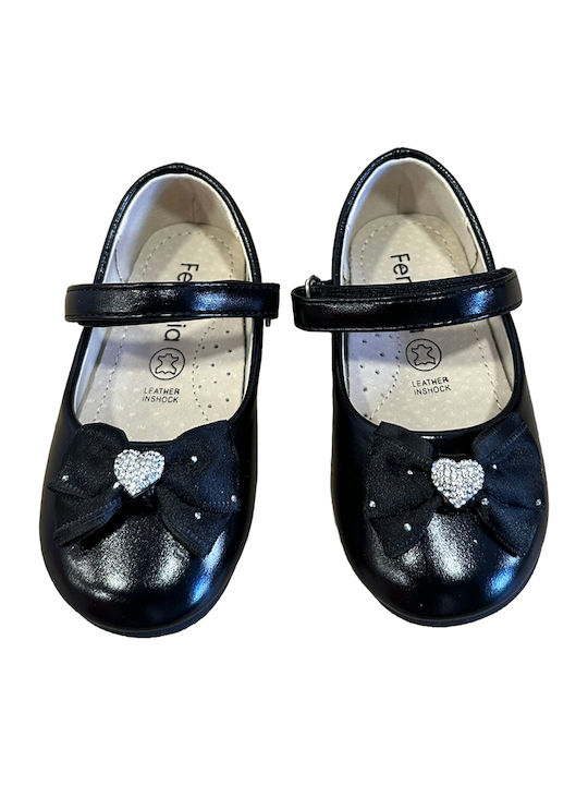 Kids Anatomic Ballerinas with Hoop & Loop Closure Black
