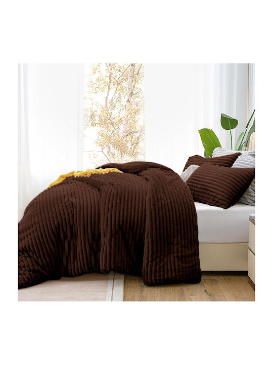 Sherpa Duvet Cover Queen 220x240cm Coffee