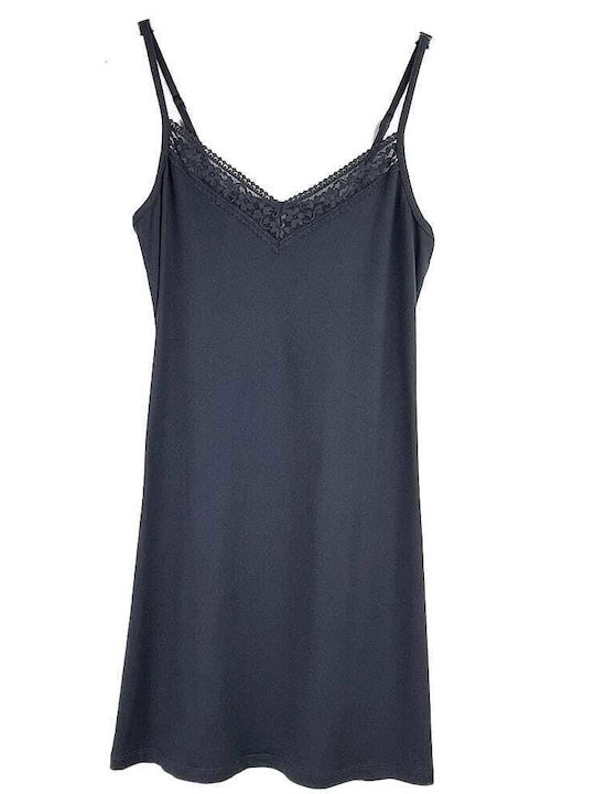 Fuanna Summer Women's Robe with Nightdress Anthracite Grey