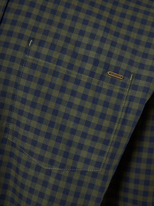Long-sleeved Cotton Shirt Checked Gray