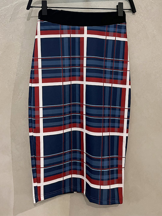 Bleistift Midi Rock Geprüft Tartan Blue, Blue