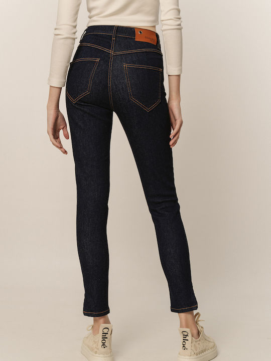 High Waist Women's Jean Trousers in Skinny Fit Black
