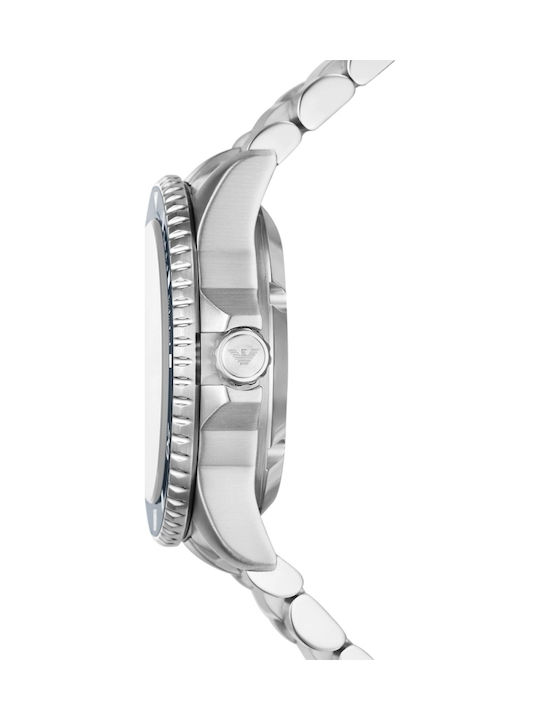 Emporio Armani Ανδρικό Ρολόι 42mm Αυτόματο με Ασημί Μεταλλικό Μπρασελέ