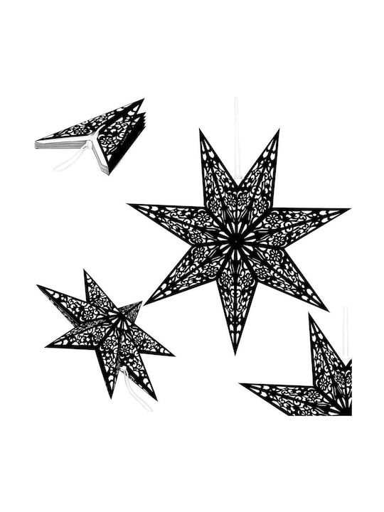 Crăciunesc Decorativ Suspendata Stea Hârtie Negru 3x3buc 1buc