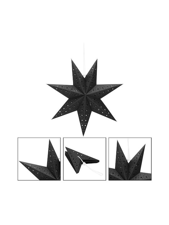 Crăciunesc Decorativ Suspendata Stea Hârtie Negru 3x3buc 1buc