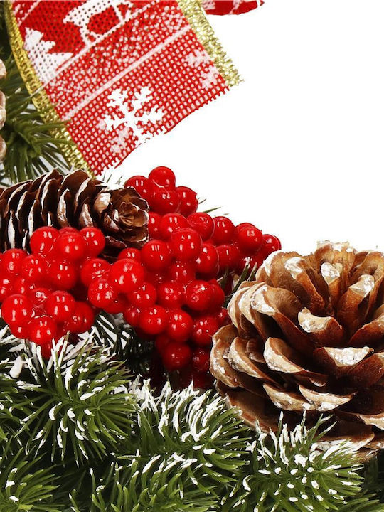Crăciun Decorativ Plastic Coroană de flori cu lumină LED Pe baterii cu Diametru 40cm.