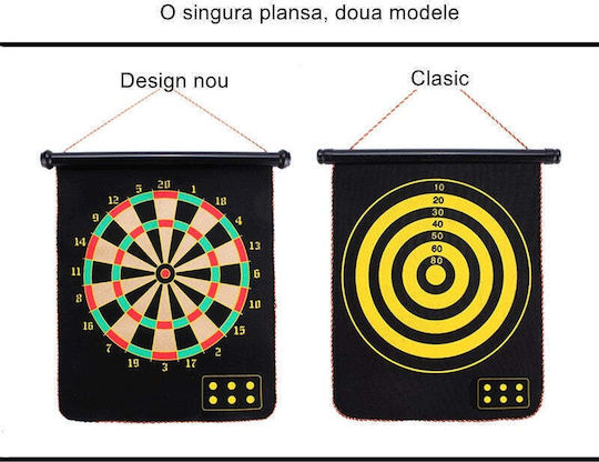 Set Darts Flippy Joc cu Două Fețe 6 Darts Incluse Magnetic Dimensiuni 37 X 40 Cm Design Clasic Multicolor