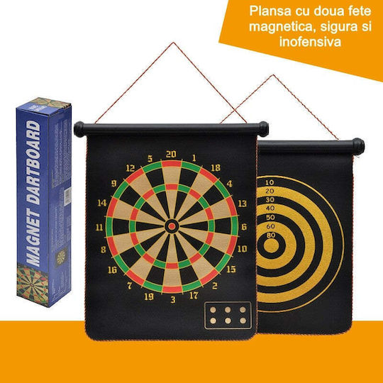 Set Darts Flippy Joc cu Două Fețe 6 Darts Incluse Magnetic Dimensiuni 37 X 40 Cm Design Clasic Multicolor