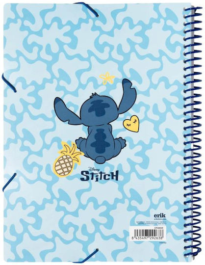 Disney Ordner Transparent mit Gummiband und Ohren für Papier A4 Blau Stitch