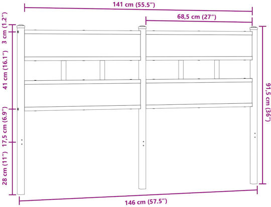 vidaXL Metallic Brown Bed Headboard 146cm