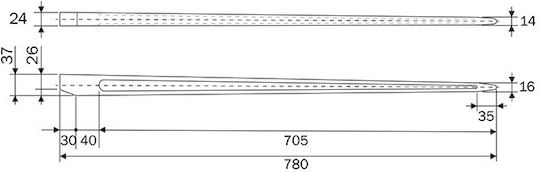 Loader Crowbar 51070 Round Welded Flat 35x24 L780 Bpt