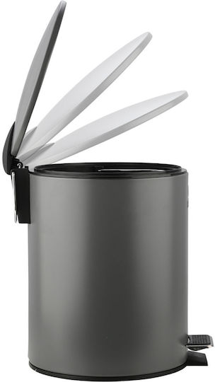 Estia Classic Metallic Bathroom Brush and Trash Can Set Soft Close 5l Gray