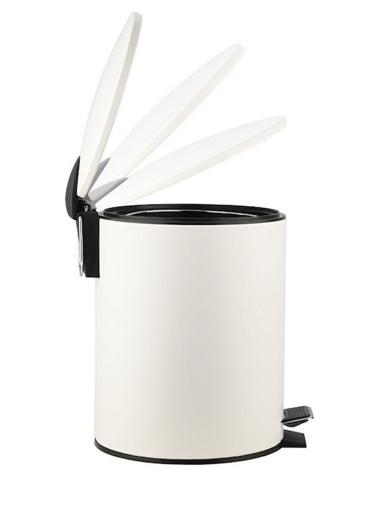 Homely Classic Metallic Toilet Brush and Basket Set Soft Close 5lt White