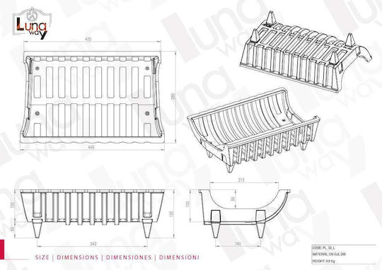 Lunaway Cast Iron Fireplace Grate 42.5x28.5cm