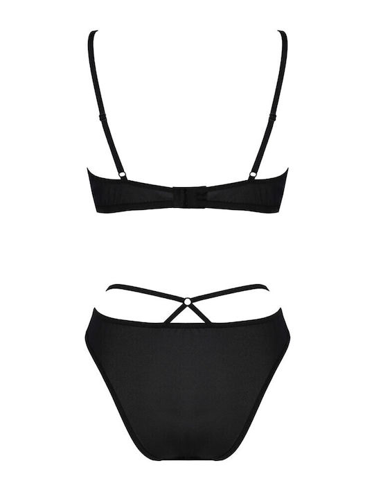 Avanua Lace Underwear Set with Bra & Slip Black
