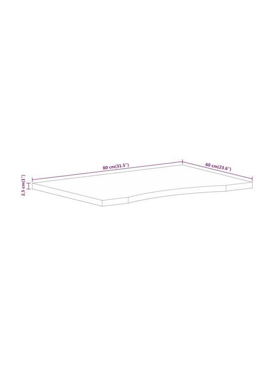 vidaXL Rectangular Office Desk Surface made of Solid Wood Mango 80x60x2.5cm 370214 1pcs