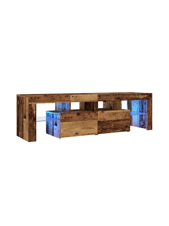 TV Stand Wooden with LED Lighting Coffee L140xW40xH40cm