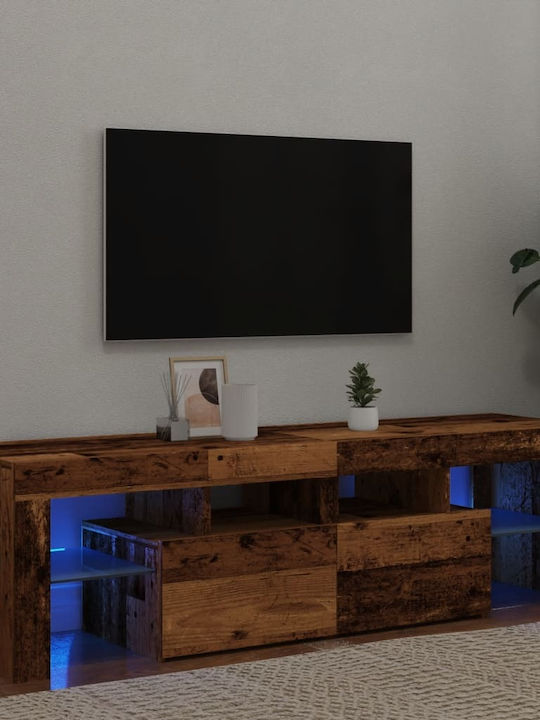 Телевизионни Мебели с LED Осветление Кафяви М140xД40xВ40см