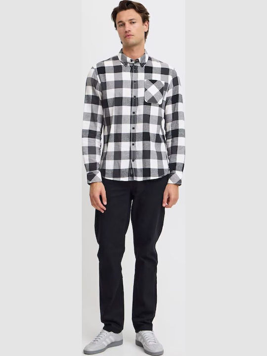 Long-sleeved Flannel Shirt Checked Black