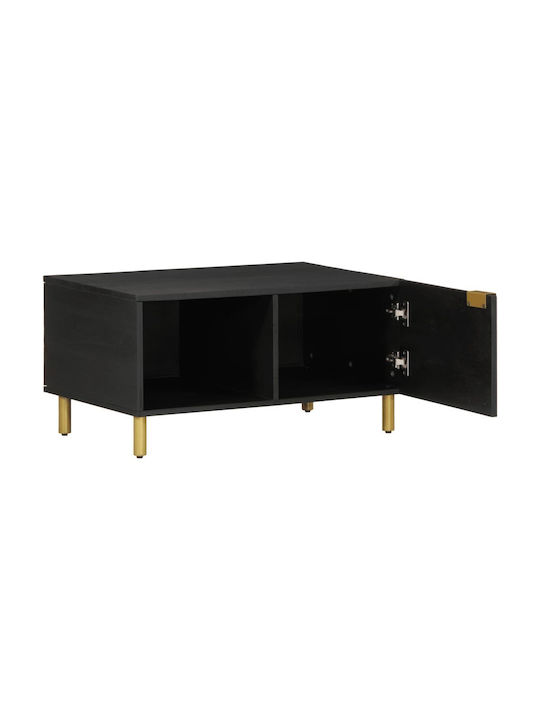 Rectangular Coffee Table from Solid Wood Black Velvet-Black Metal L80xW50xH40cm.