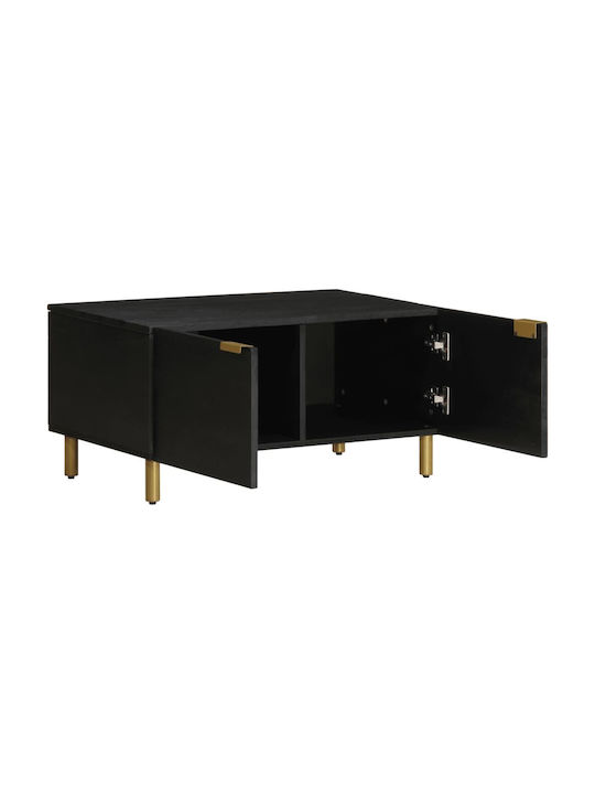 Rectangular Coffee Table from Solid Wood Black Velvet-Black Metal L80xW50xH40cm.