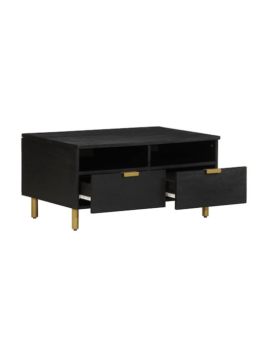 Rectangular Coffee Table from Solid Wood Black Velvet-Black Metal L80xW54xH40cm.