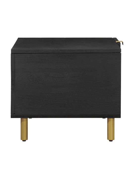 Rectangular Central Coffee Table Made of Solid Wood Black M80xW50xH40cm