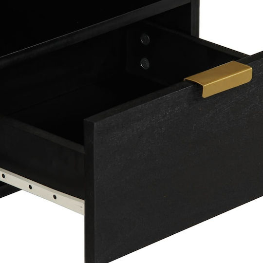 Rectangular Central Coffee Table Made of Solid Wood Black M80xW54xH40cm