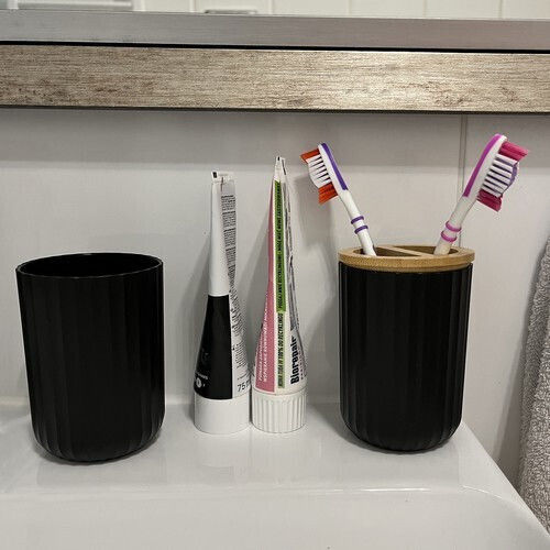 Ruhhy Plastic Bathroom Accessory Set Black 6pcs